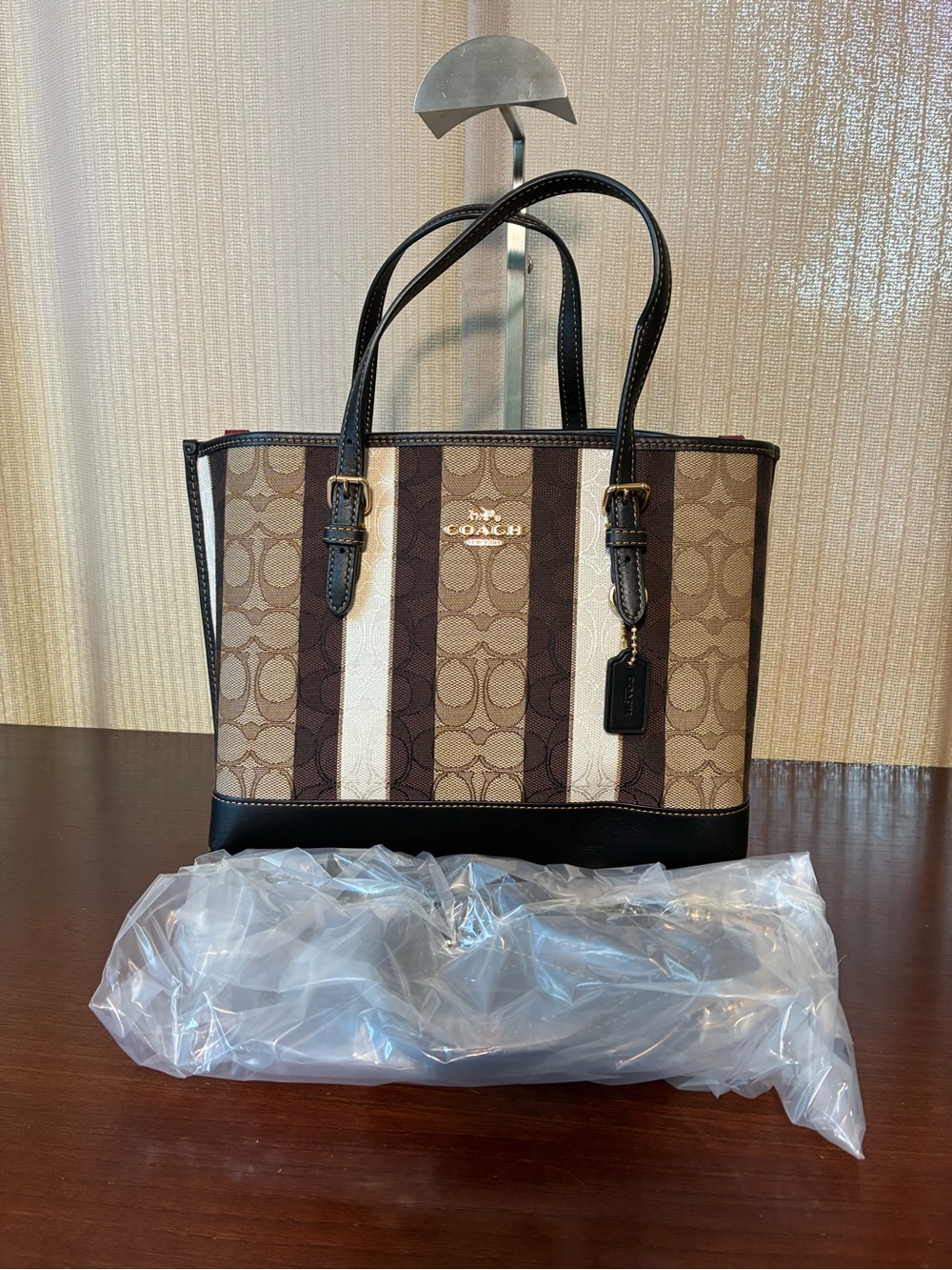 Coach Mollie Striped Signature Mini Tote
